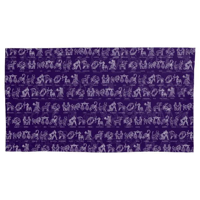 Zodiac Sign Pillow Case(Purple Set of Two) Pillowcase (Front-Left)