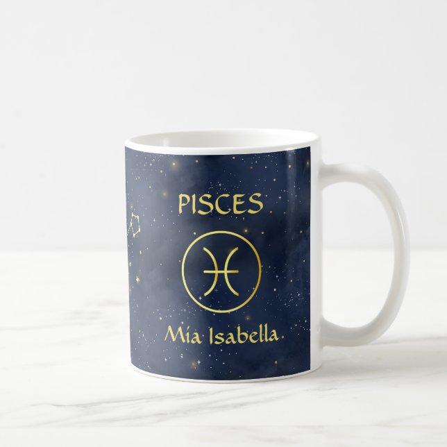 Zodiac Sign Pisces & Celestial Cat Mug (Right)