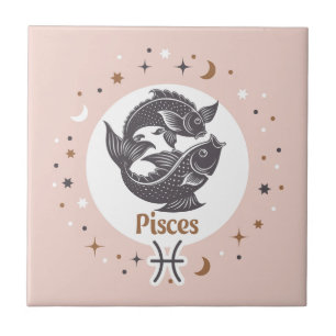 Zodiac Sign Pisces Ceramic Tile