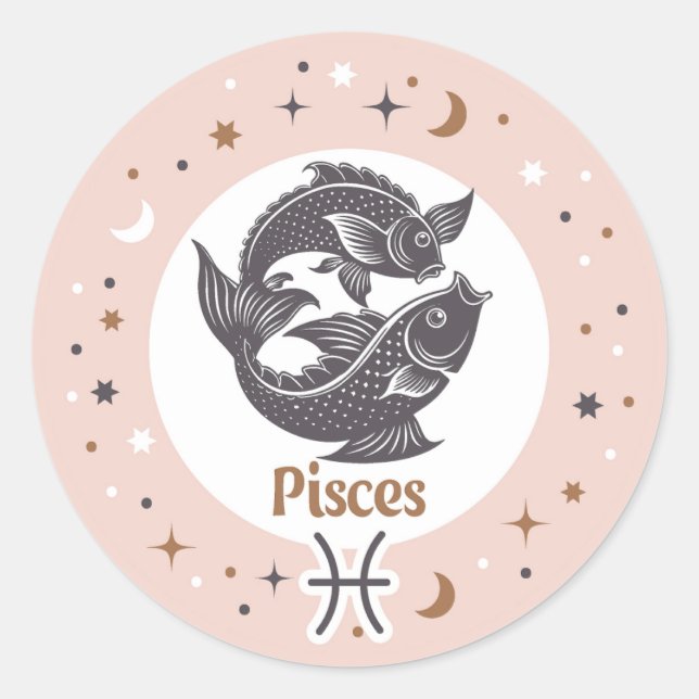 Zodiac Sign Pisces Classic Round Sticker (Front)