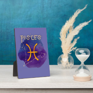 Zodiac Sign Pisces Constellation Watercolor Plaque