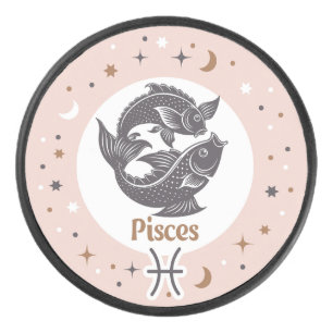 Zodiac Sign Pisces Hockey Puck