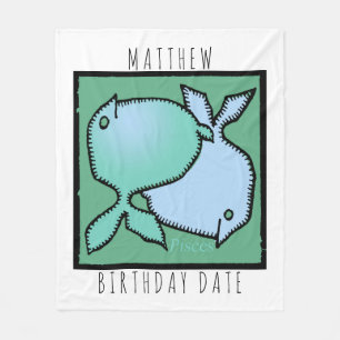 Zodiac Sign Pisces Personalised Birthday Blanket