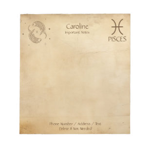 Zodiac Sign Pisces - Personalizable Notepad