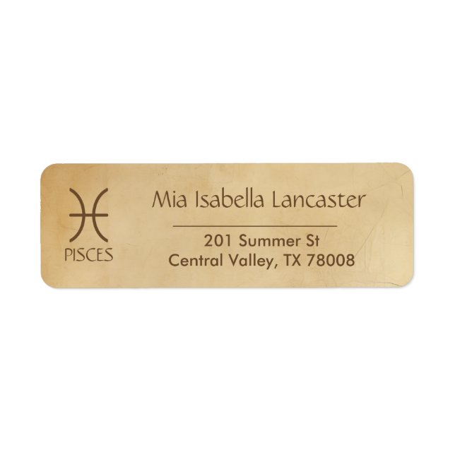 Zodiac Sign Pisces -  Return Address Labels (Front)