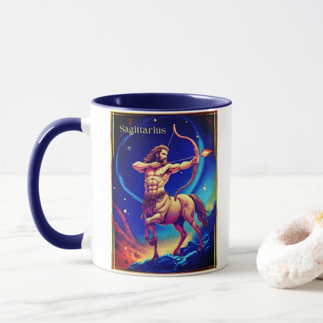  Zodiac Sign Sagittarius as the Celestial Archer Mug (With Donut)