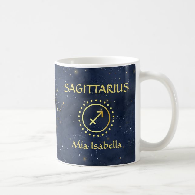 Zodiac Sign Sagittarius & Celestial Cat Mug (Right)