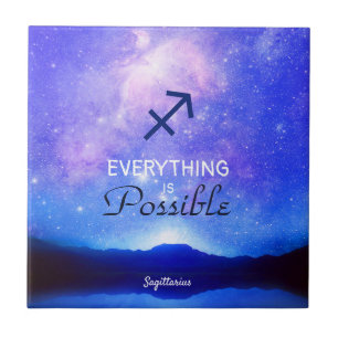 Zodiac Sign Sagittarius Dreamy Sky Quote  Ceramic Tile