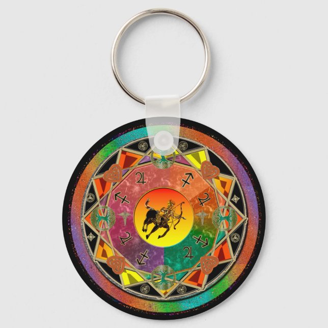 Zodiac Sign Sagittarius Mandala Keychain (Front)