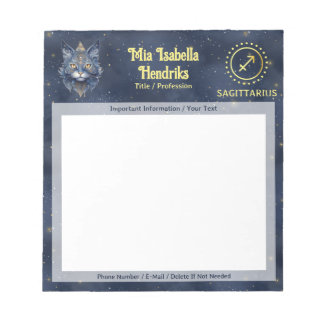 Zodiac Sign Sagittarius & Mystical Cat - Notepad