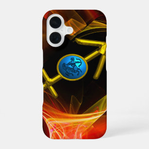 ZODIAC SIGN SAGITTARIUS,Red Yellow Fractal Swirls iPhone 16 Case