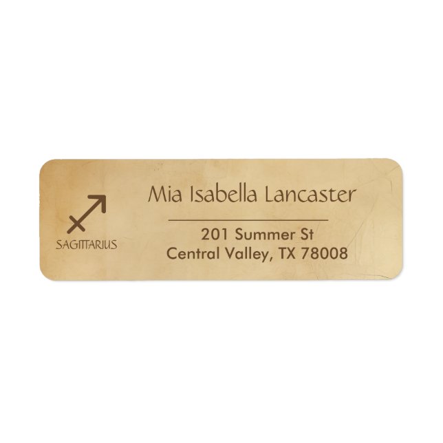 Zodiac Sign Sagittarius -  Return Address Labels (Front)