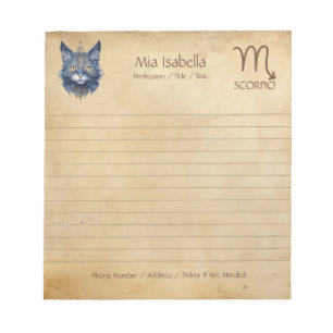Zodiac Sign Scorpio & Celestial Cat Notepad