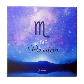 Zodiac Sign Scorpio Dreamy Star Sky Quote  Ceramic Tile