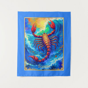 Zodiac Sign Scorpio Emerging from Deep Waters Tapestry
