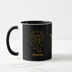 Zodiac Sign Scorpio Golden Yellow Customizable Mug