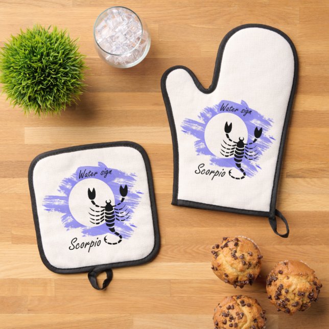 Zodiac sign - Scorpio Oven Mitt & Pot Holder Set (Top Down)