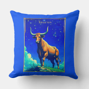 Zodiac Sign Taurus Rooted in Earth and Sky Cushion