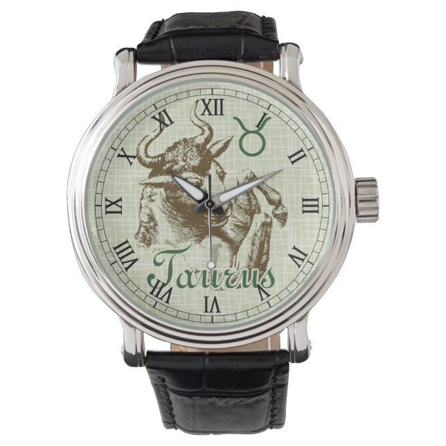 Zodiac Sign Taurus Symbol Watch (Front)
