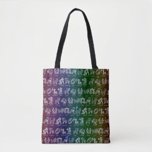 Zodiac Sign Tote Bag(Dark Rainbow) Bag