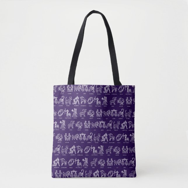 Zodiac Sign Tote(Purple) Tote Bag (Front)