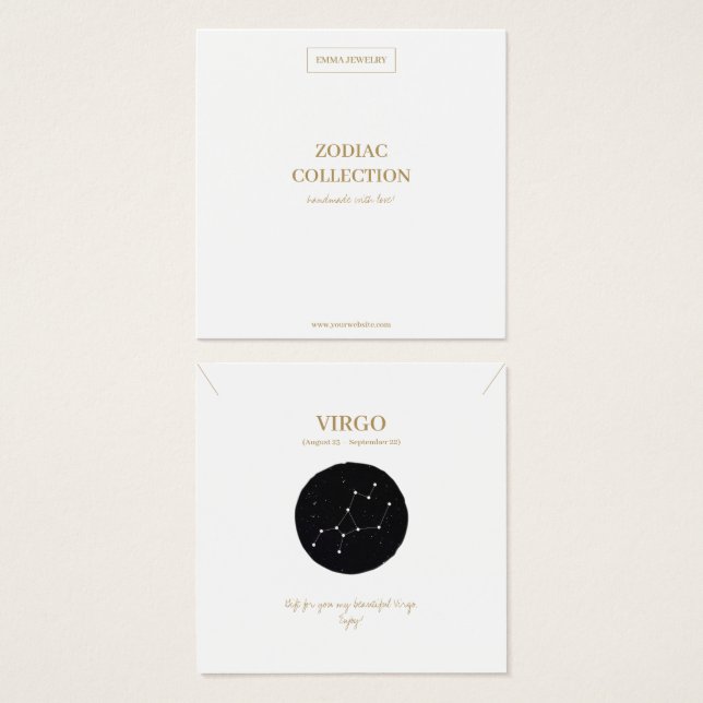 Zodiac Sign Virgo Jewelry Display Card (Front & Back)