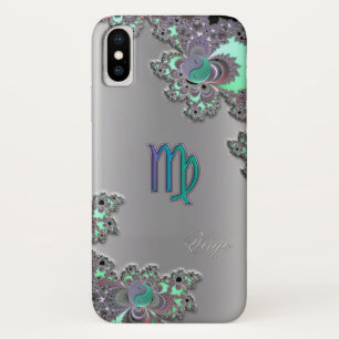 Zodiac Sign Virgo Silver Fractal iPhone X Case