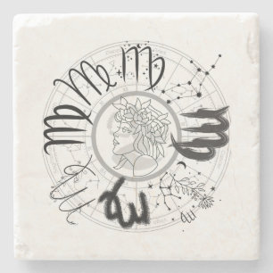 Zodiac Sign - Virgo.w Stone Coaster