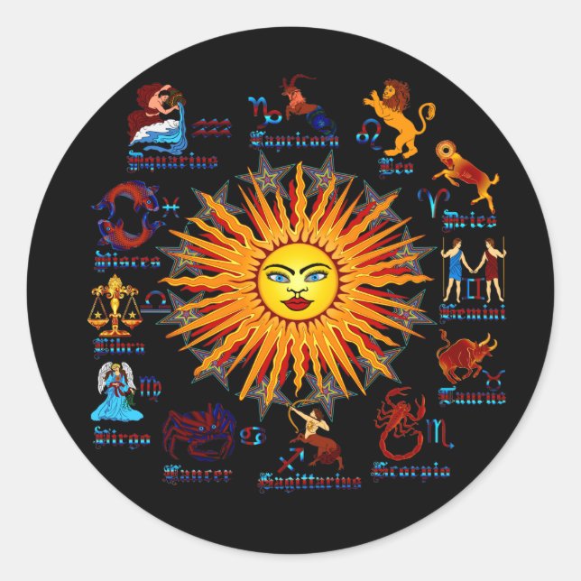 Zodiac-Signs-All-V-1 Classic Round Sticker (Front)