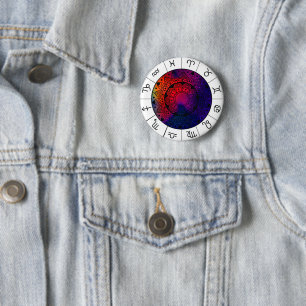 Zodiac Signs Astrological Wheel 6 Cm Round Badge