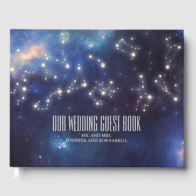 Zodiac Signs | Constellation Wedding Guest Book (Front)