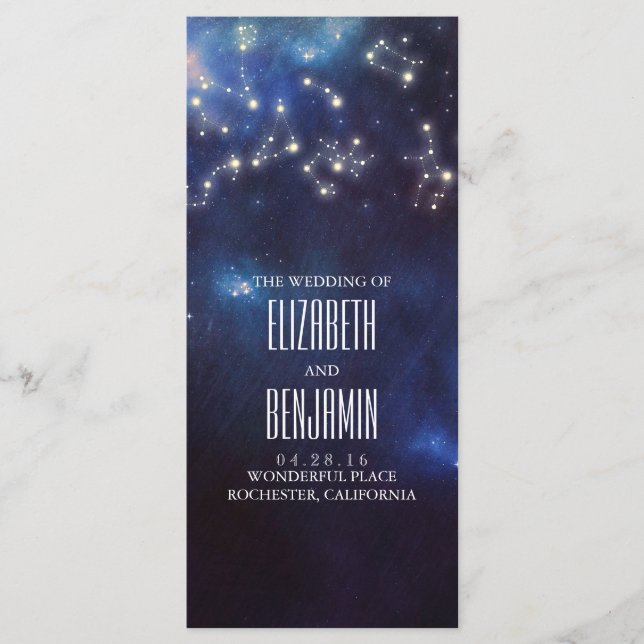 Zodiac Signs | Constellation Wedding Programs (Front)