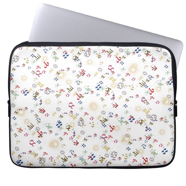 Zodiac Signs Numeric Multicolored Laptop Sleeve (Front)