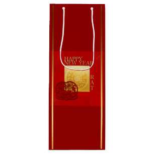 Zodiac Signs Rat Papercut Chinese Year 2020 WGB Wine Gift Bag