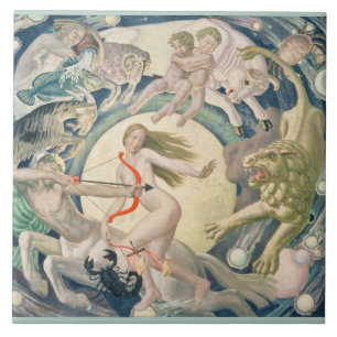 Zodiac Signs Vintage Artistic Celestial Map Ceramic Tile