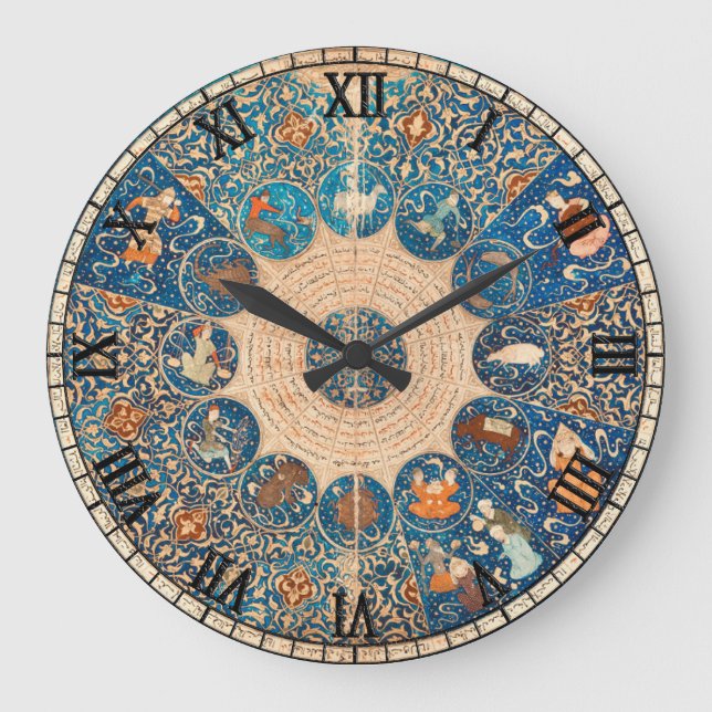 Zodiac Signs Vintage Celestial Map Large Clock (Front)