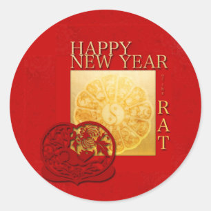 Zodiac signs Yin Yang Chinese Rat Year 2020 Round Classic Round Sticker