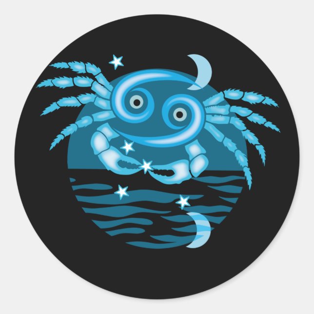 Zodiac Star Sign - Cancer Symbol Classic Round Sticker (Front)