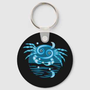 Zodiac Star Sign - Cancer Symbol Key Ring