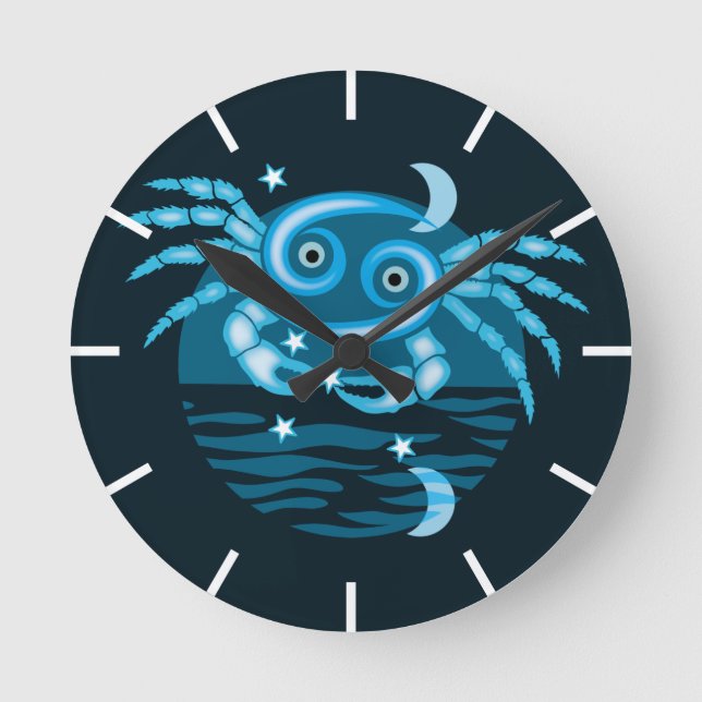 Zodiac Star Sign - Cancer Symbol Round Clock (Front)