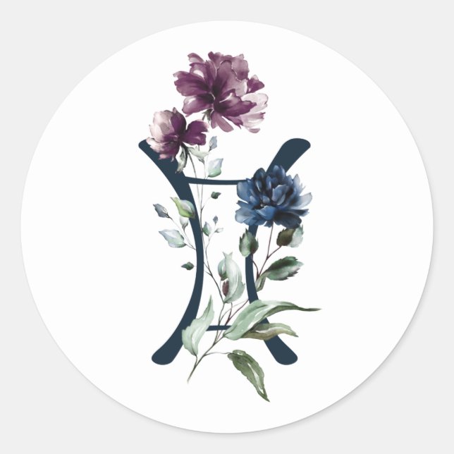 Zodiac Star Sign Gemini Classic Round Sticker (Front)