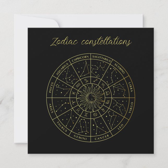 Zodiac star sign horoscope constellations map gold (Front)