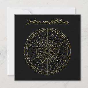 Zodiac star sign horoscope constellations map gold