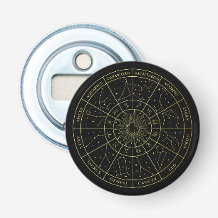 Zodiac star sign horoscope constellations map gold bottle opener