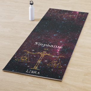 Zodiac Star Sign Libra Monogram Glitter Yoga Mat