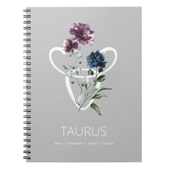 Zodiac Star Sign Taurus Notebook (Front)