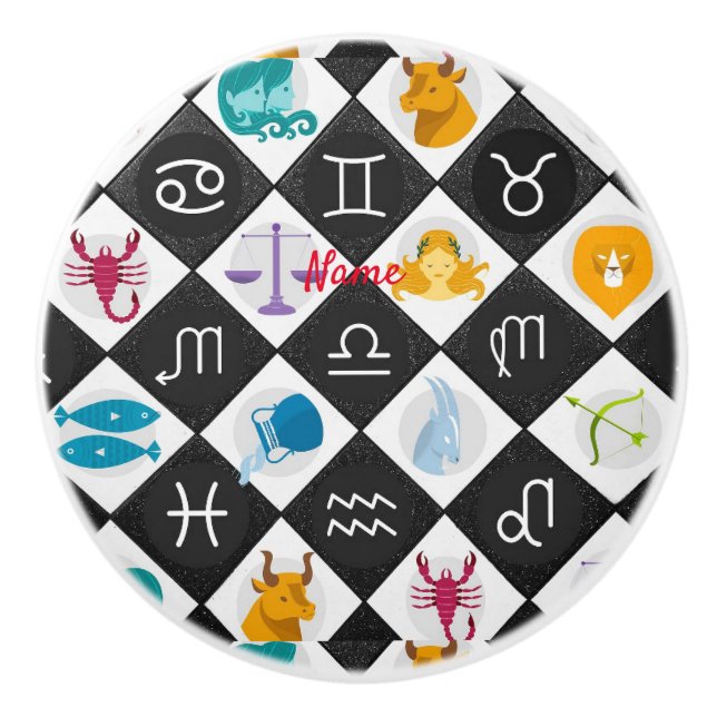 Zodiac Sun Sign Astrology Calendar Thunder_Cove  Ceramic Knob (Front)