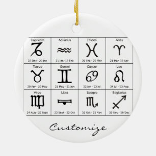 Zodiac Sun Sign Astrology Calendar Thunder_Cove Ceramic Ornament