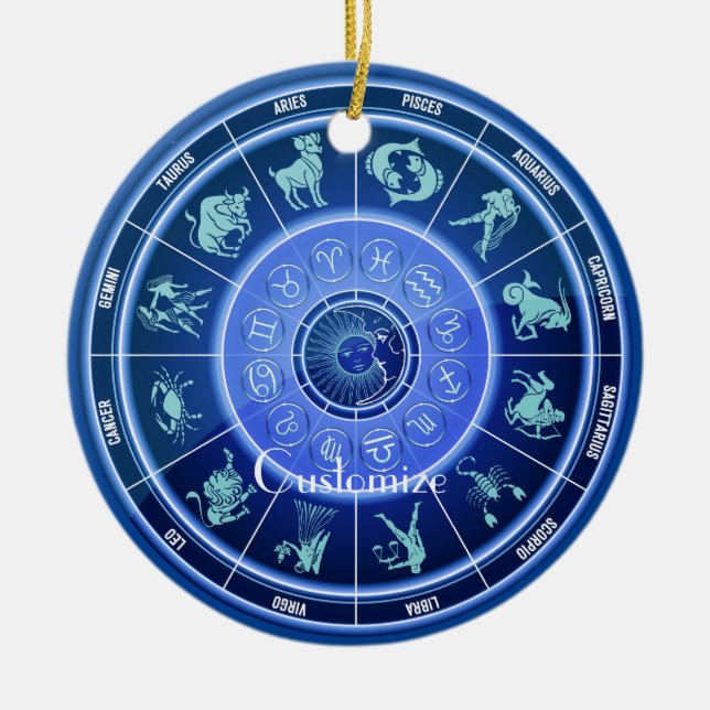 Zodiac Sun Sign Astrology Calendar Thunder_Cove Ceramic Ornament (Front)