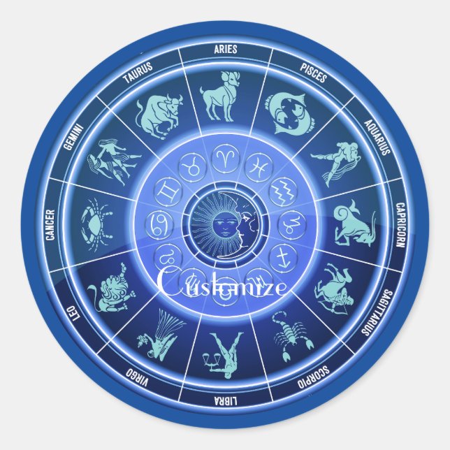 Zodiac Sun Sign Astrology Calendar Thunder_Cove Classic Round Sticker (Front)